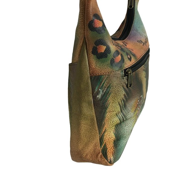 Anuschka NEVER USED Handpaint Leather Shoulder Bag Rose Distressed - Picture 8 of 11